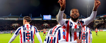 TILBURG, NETHERLANDS - DECEMBER 22: Jeremy Bokila of Willem II celebrating the goal during the Eredivisie match of Willem II and NEC Nijmegen at Koning Willem II stadion on December 22, 2024 in TILBURG, Netherlands